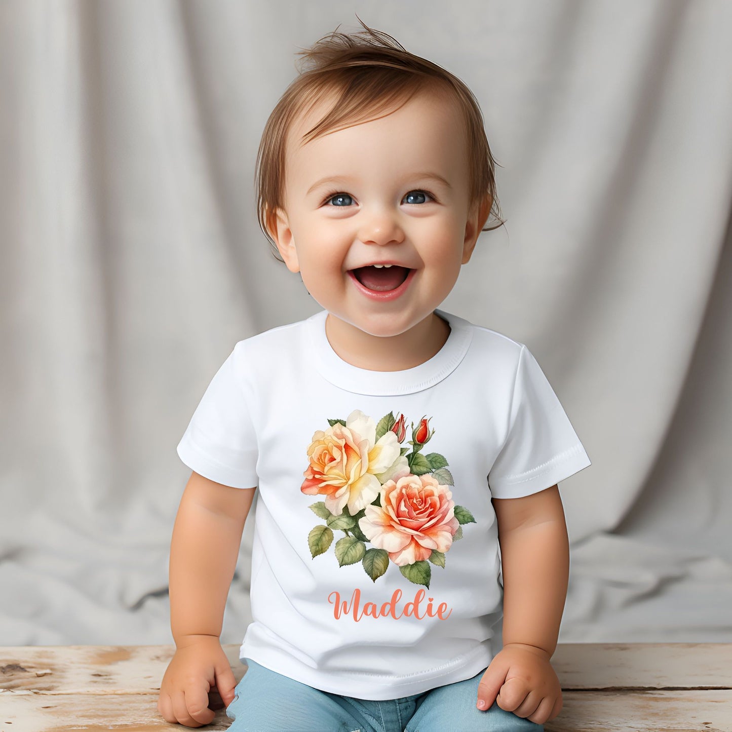 Personalized "Floral Elegance" Baby Romper / Baby Tees