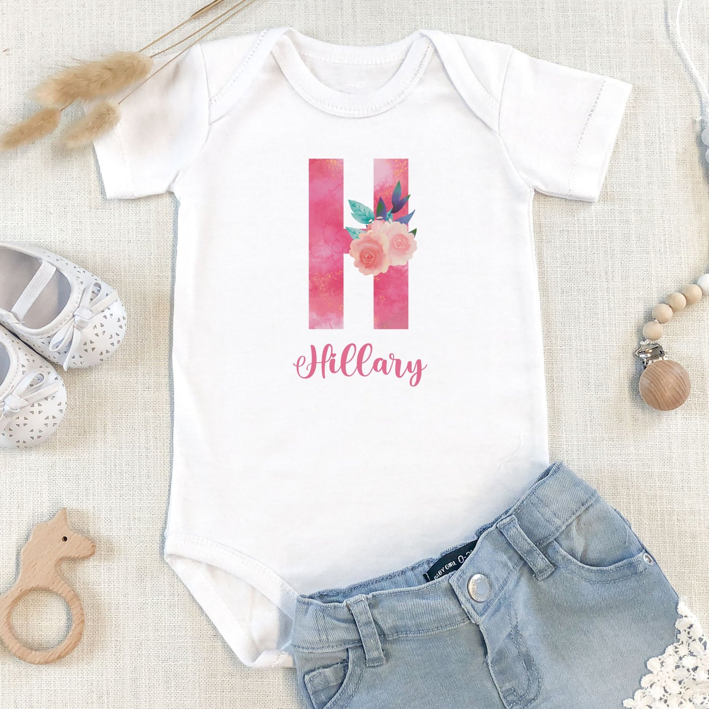 Personalized "Floral Fantasy" Baby Romper / Baby Tees