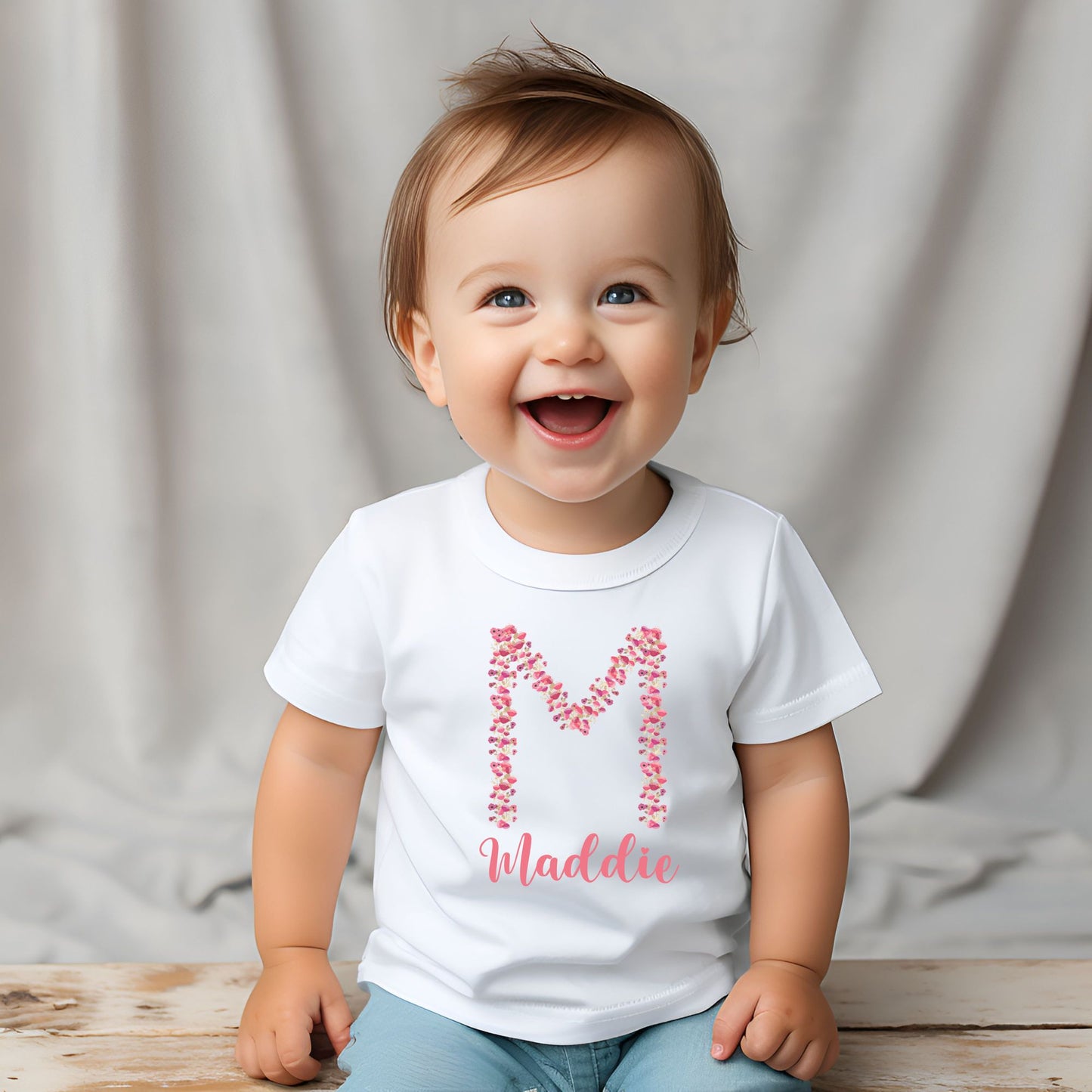 Personalized "Floral Monogram" Baby Romper / Baby Tees