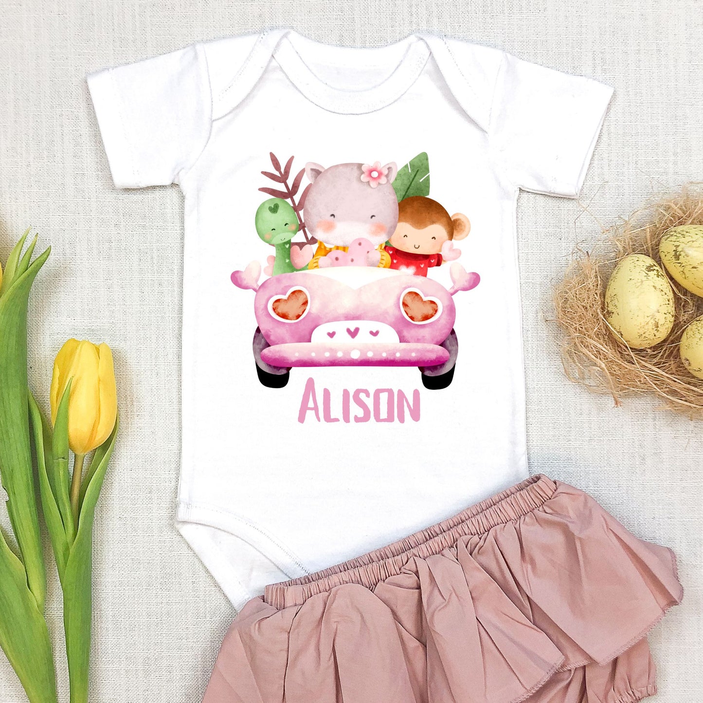 Personalized "Friends Road Trip" Safari Baby Romper