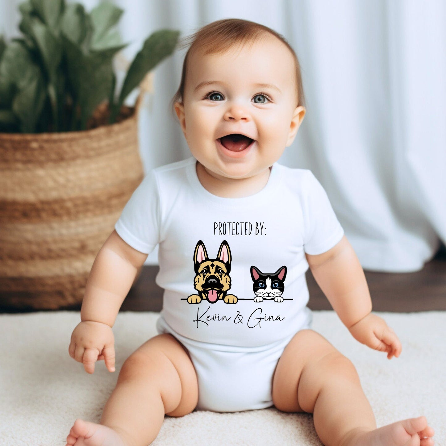 Personalized "Furry Friends Protection" Baby Romper / Baby Tees