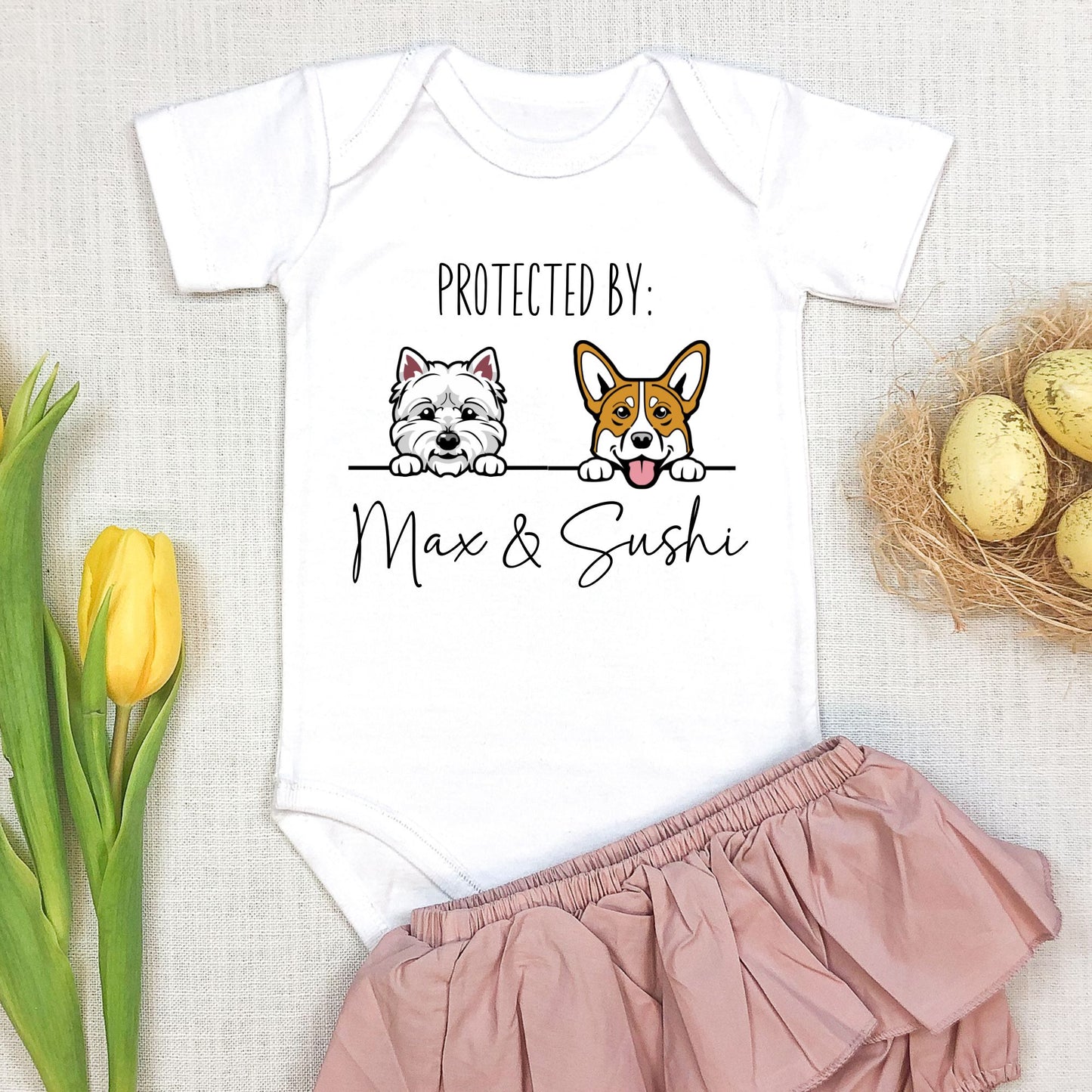 Personalized "Furry Friends Protection" Baby Romper / Baby Tees