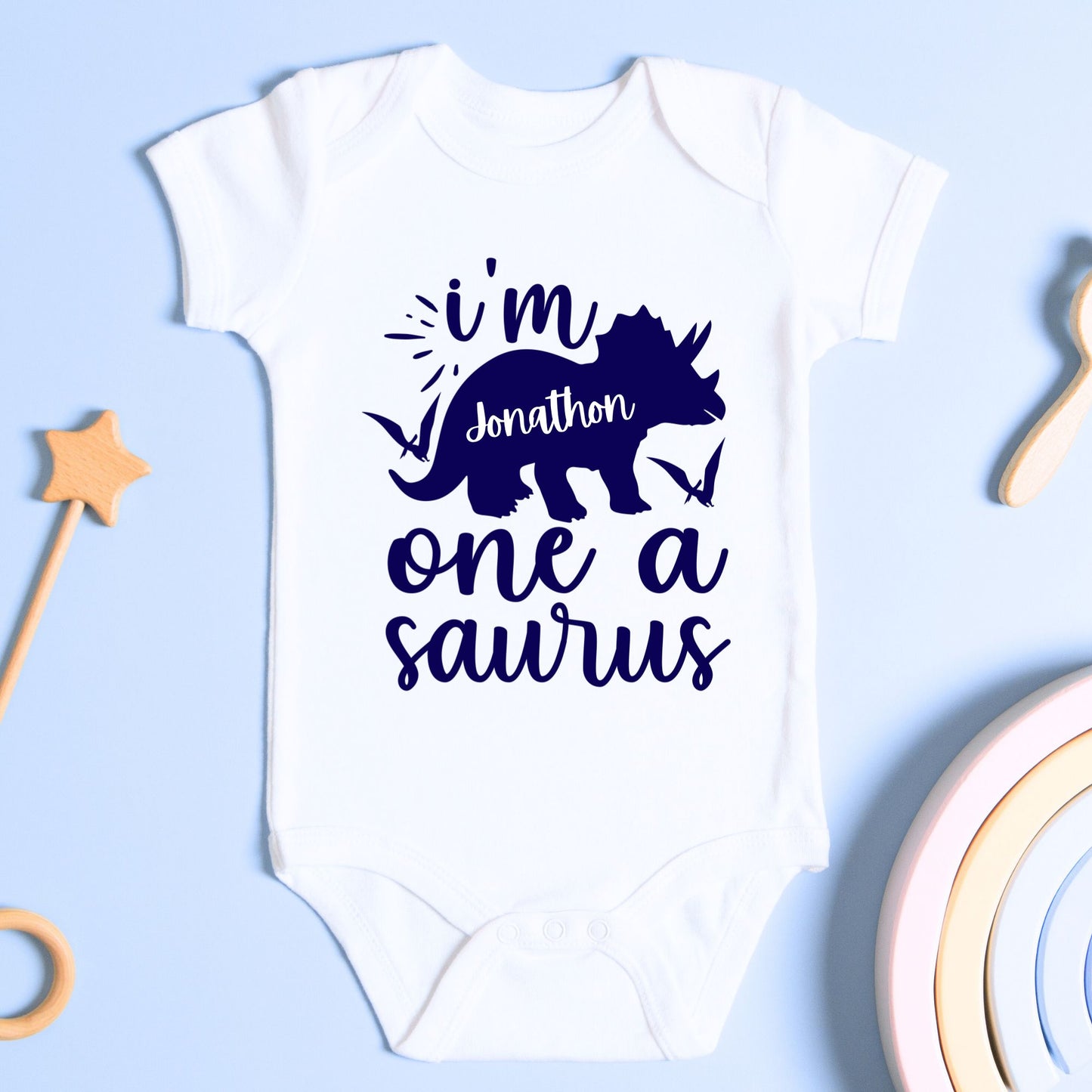 Personalized "I'm One-A-Saurus" Baby Romper