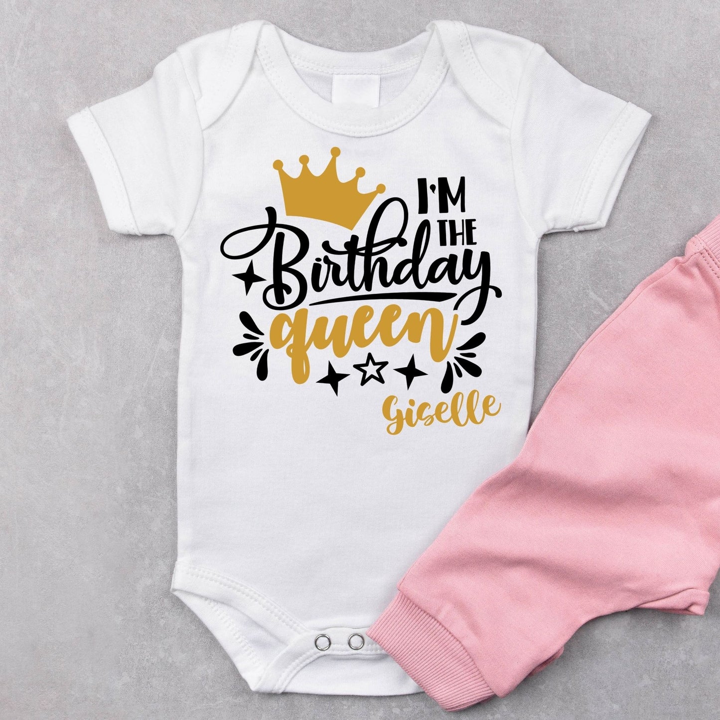 Personalized "I'm The Birthday Queen" Baby Romper