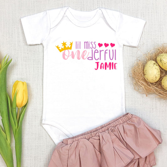 Personalized "Lil Miss Onederful" Birthday Baby Romper