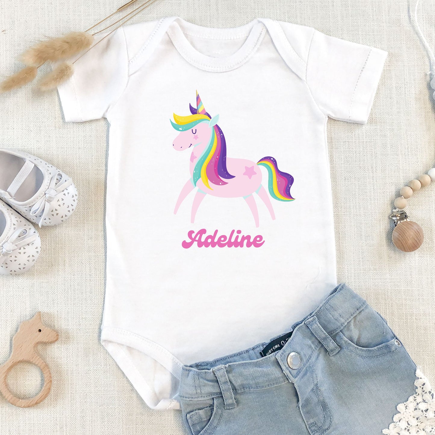 Personalized "Magical Unicorn & Rainbow" Baby Romper