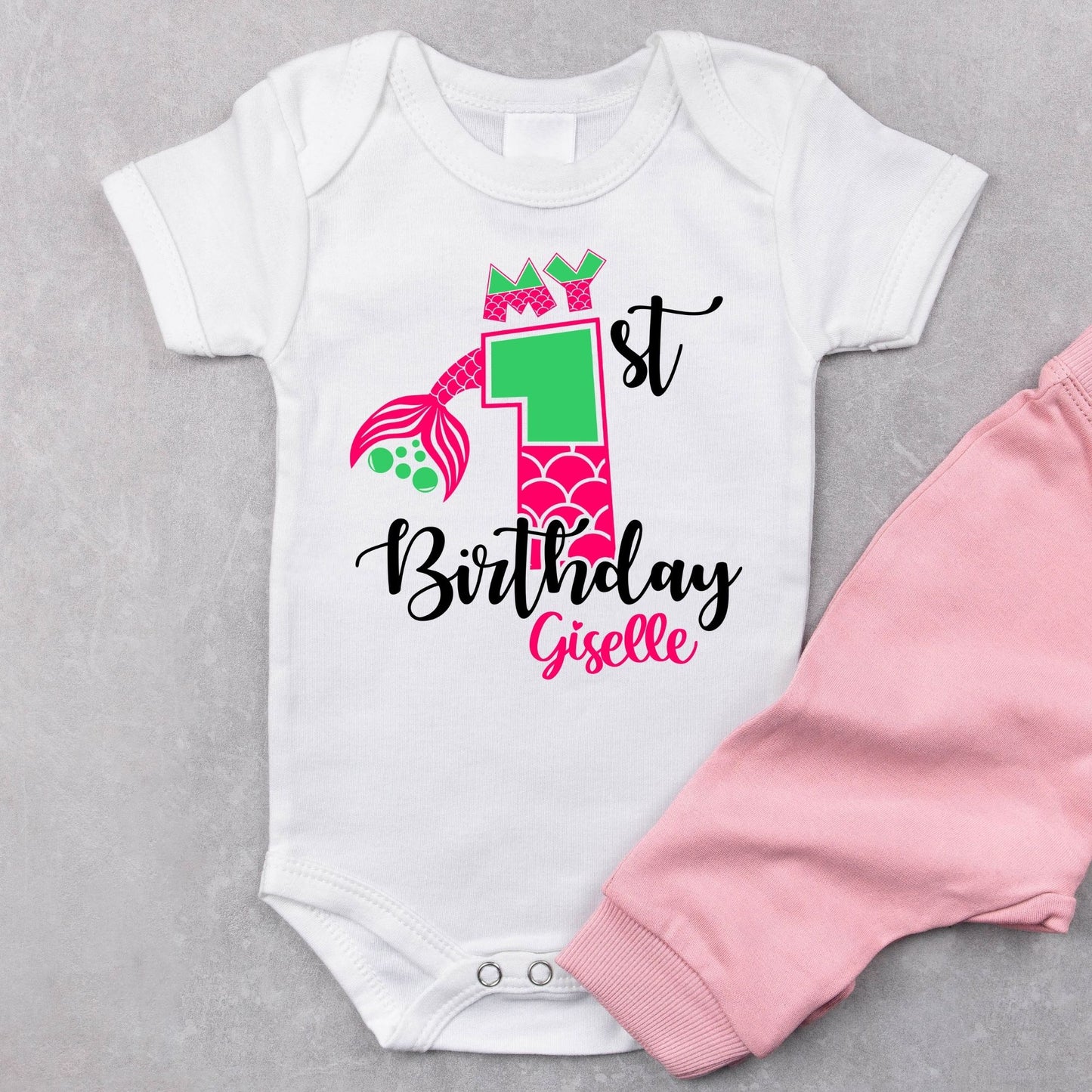 Personalized "My 1st Birthday" Mermaid Baby Romper