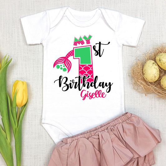 Personalized "My 1st Birthday" Mermaid Baby Romper