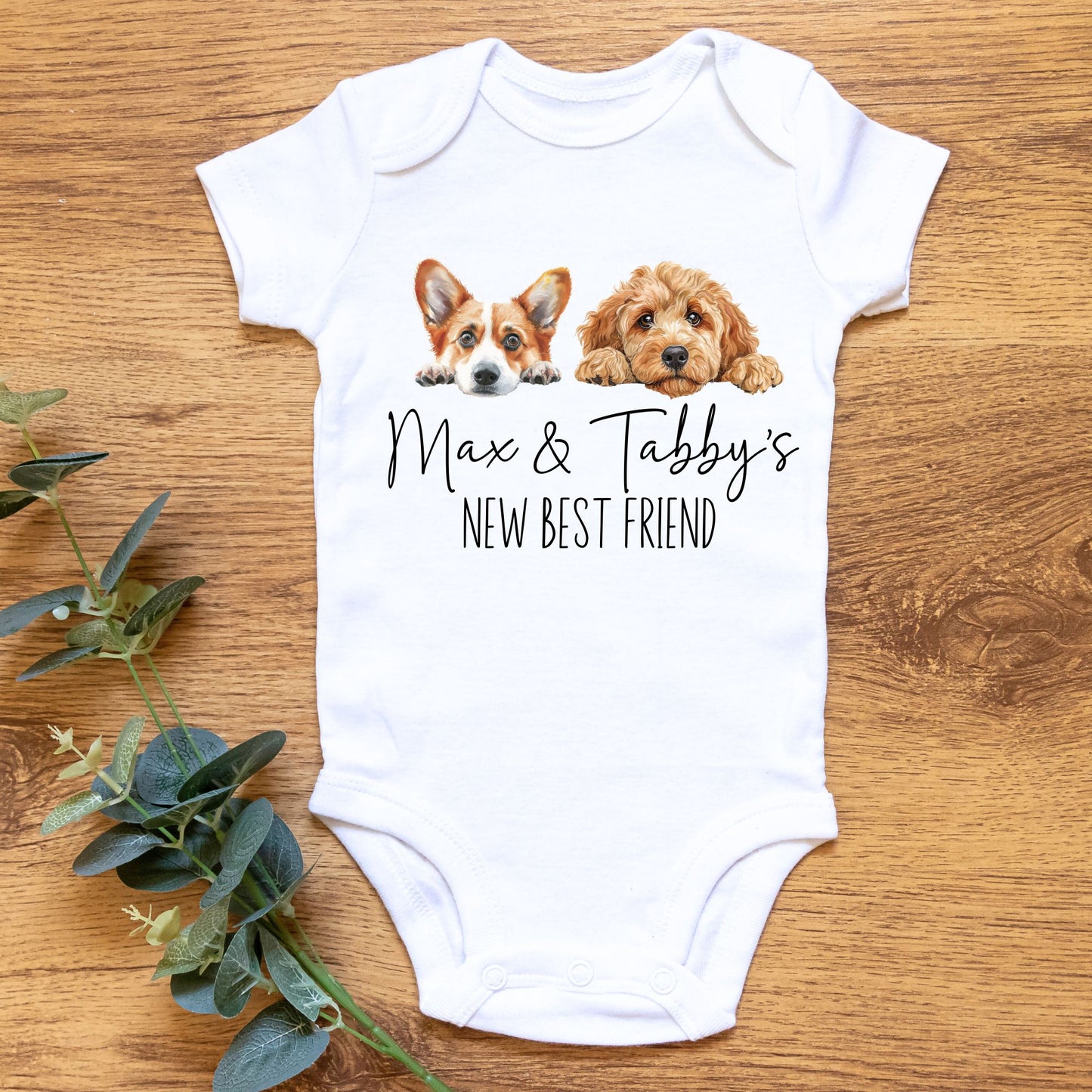 Personalized "NEW BEST FRIEND" Pet Baby Romper / Baby Tees