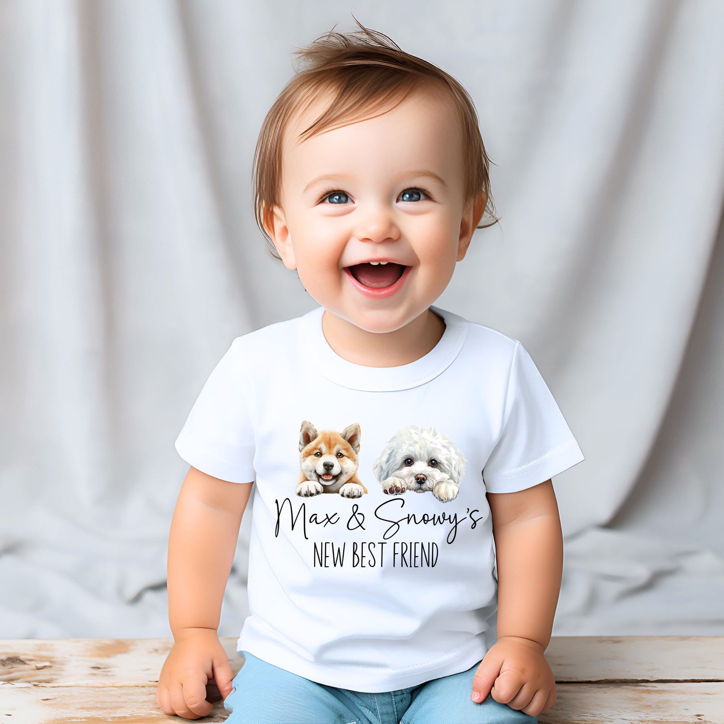 Personalized "NEW BEST FRIEND" Pet Baby Romper / Baby Tees