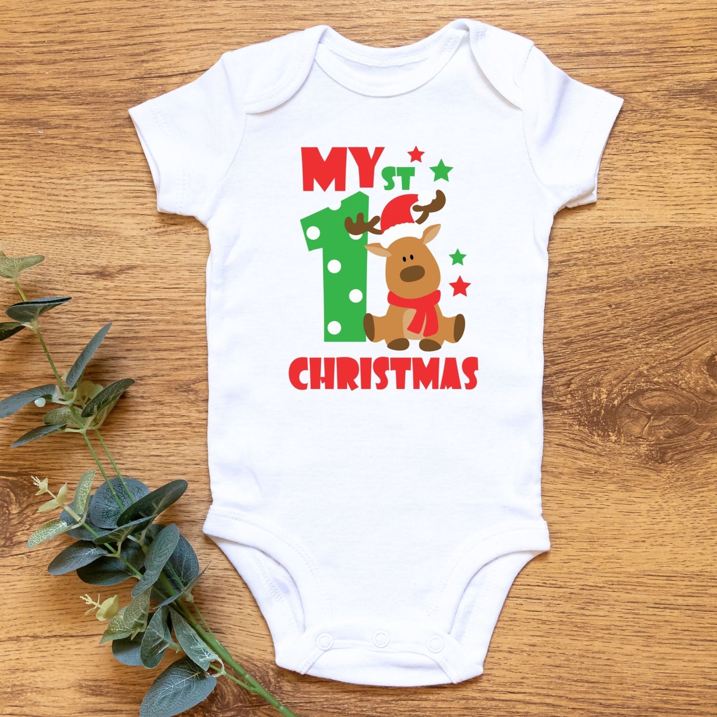 My 1st Christmas Reindeer Baby Onesie