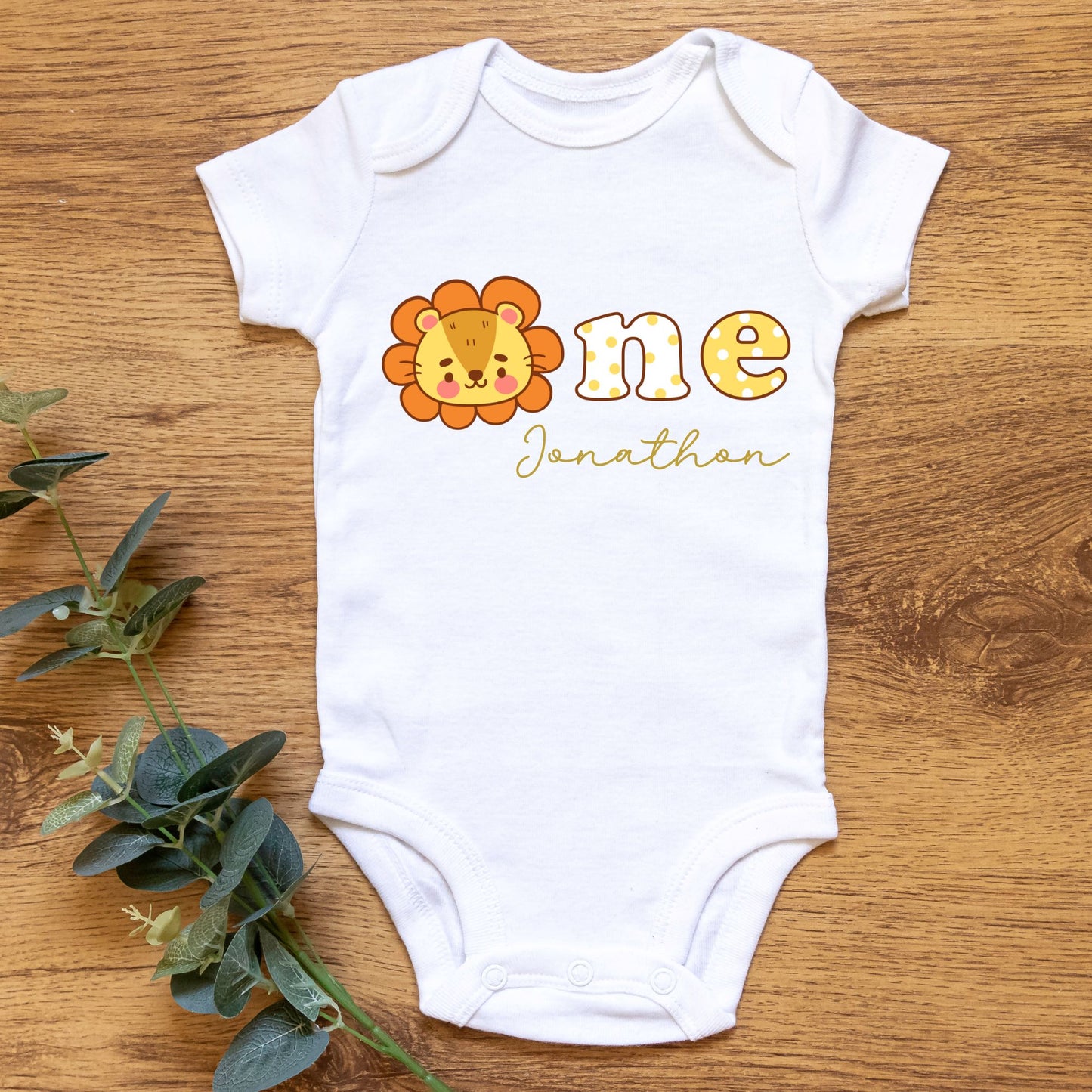 Personalized "One" Baby Lion Birthday Romper / Baby Tees