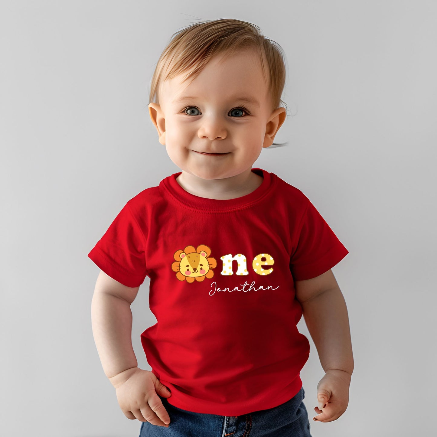 Personalized "One" Baby Lion Birthday Romper / Baby Tees