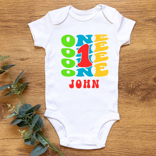Personalized "One" First Birthday Baby Romper / Tee Shirt