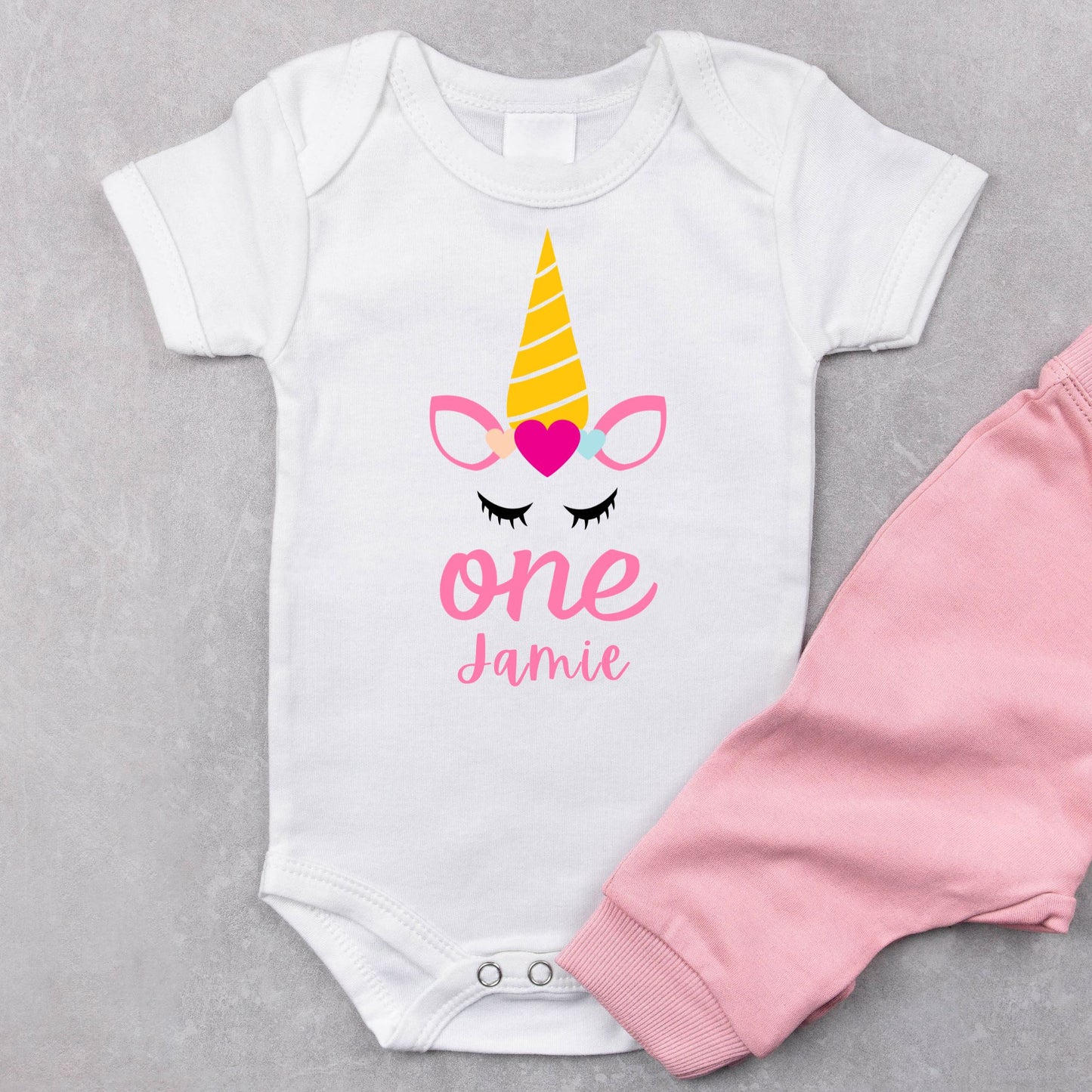 Personalized "One" Princess Unicorn Birthday Baby Romper