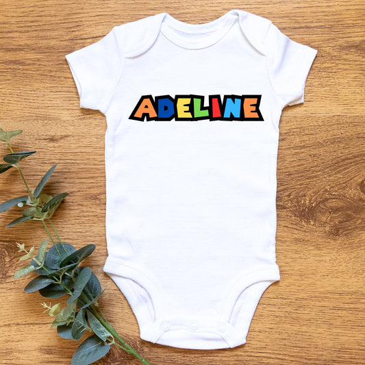 Personalized Mario Name Baby Romper / Baby Tees