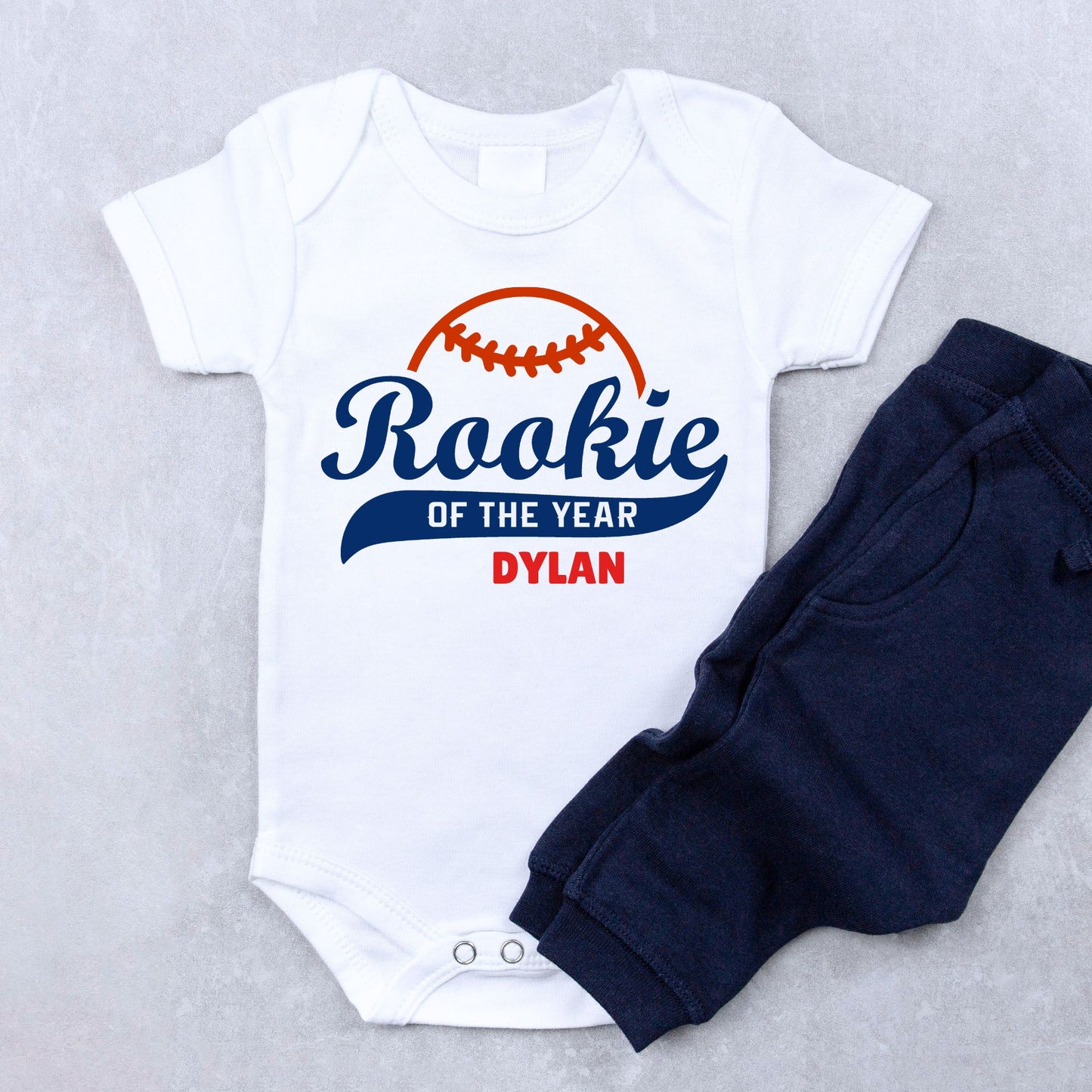Personalized "Rookie Of The Year" Baby Romper