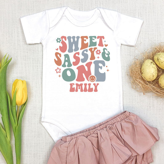 Personalized "Sweet Sassy & One" Birthday Baby Romper / Baby Tees