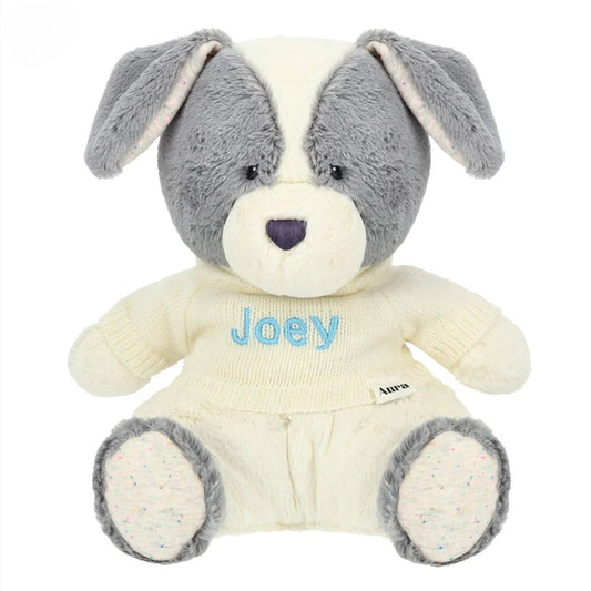 Personalized Name Embroidery Baby Gund Snuggly Grey and White Puppy Soft Toy - 12.5 inches