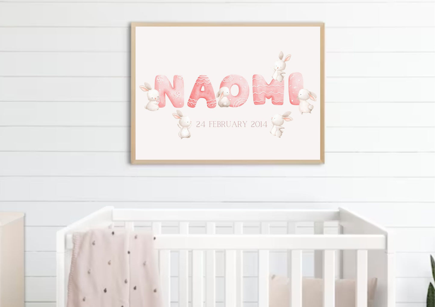 Personalised Name Bunny Nursery Poster