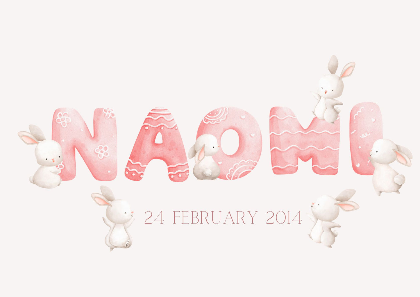 Personalised Name Bunny Nursery Poster