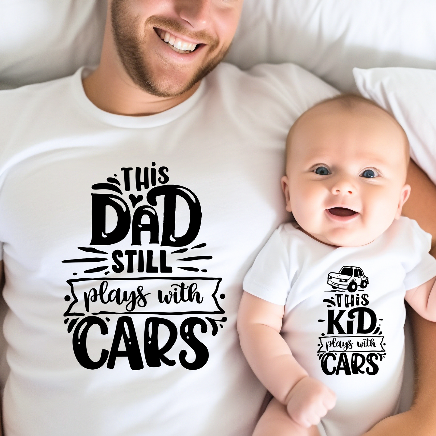 Plays with Cars - Daddy and Baby Boy Matching Outfits