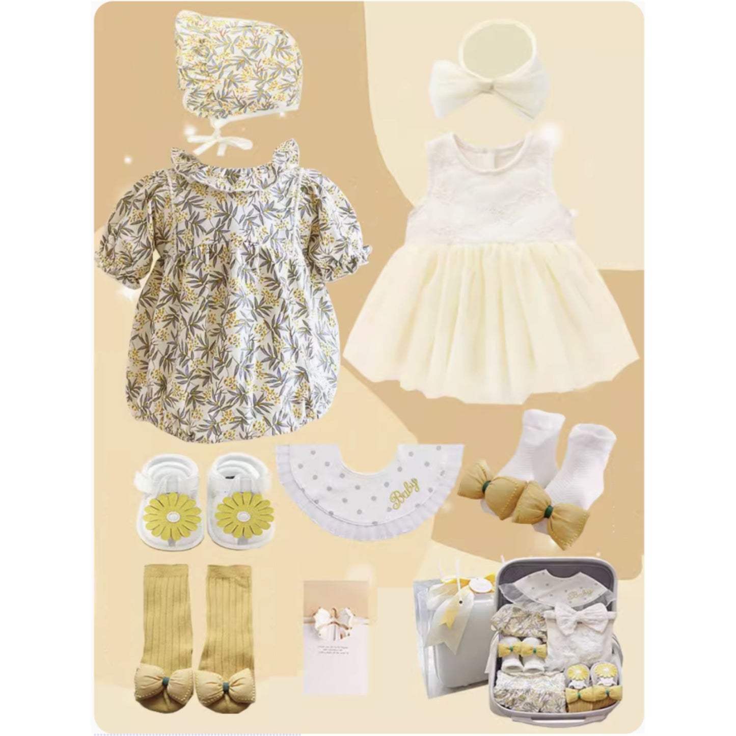 Pretty Yellow Baby Girl Luggage Gift Set 3-6 Months