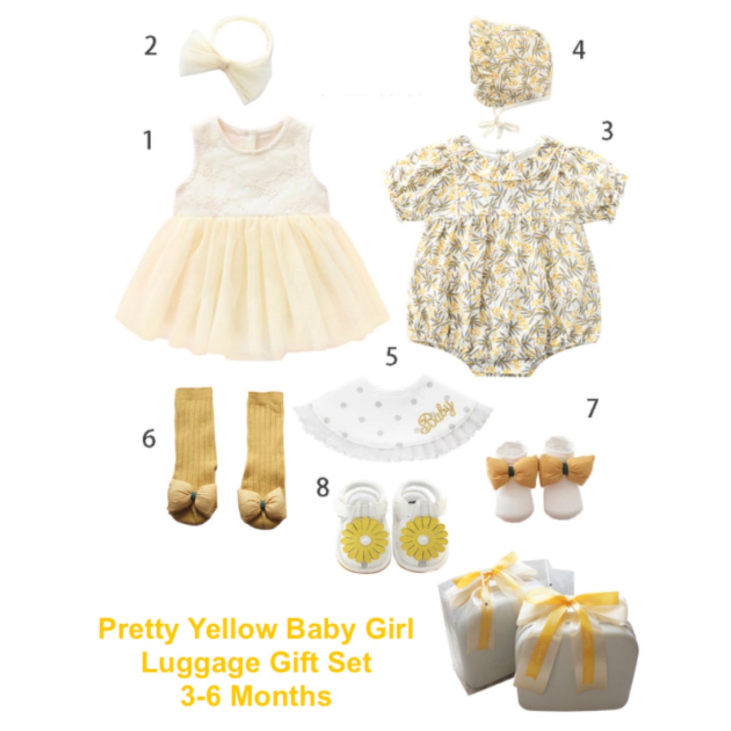 Pretty Yellow Baby Girl Luggage Gift Set 3-6 Months