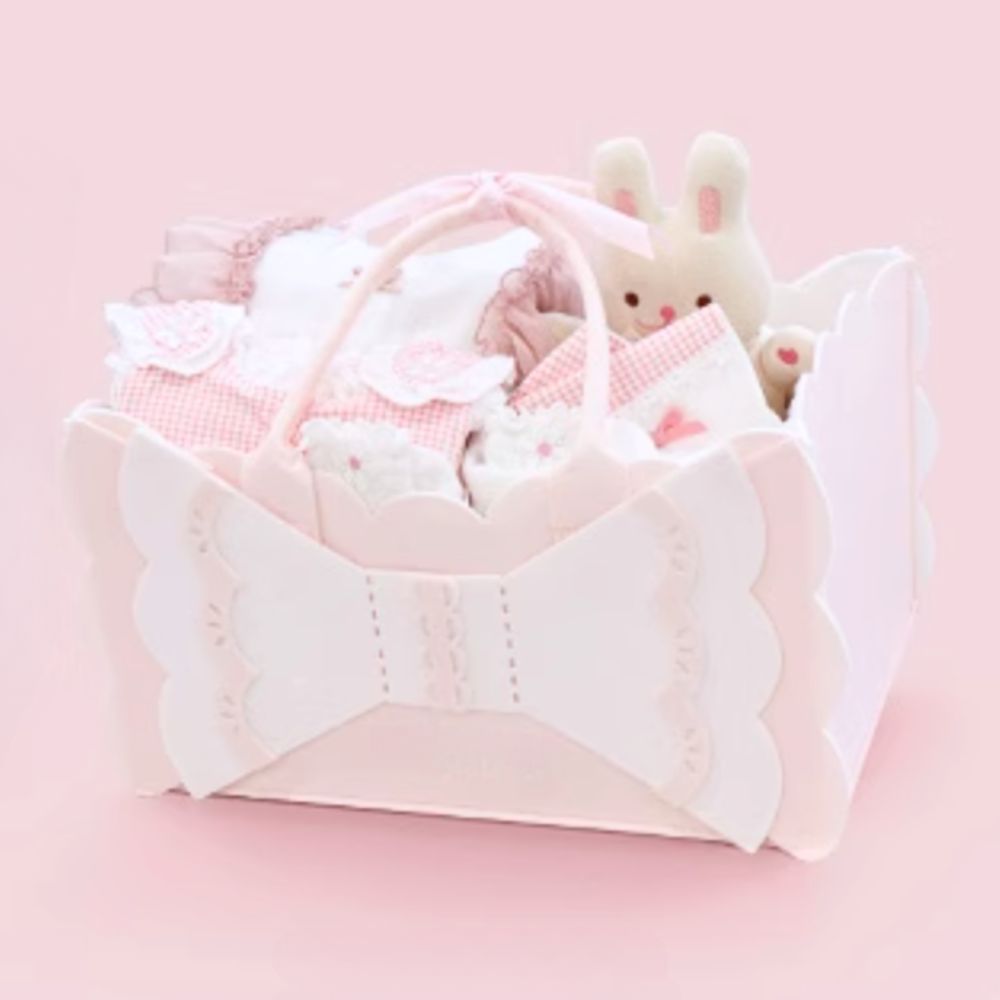 Pretty In Pink Newborn Hamper Bag with Elegant Ribbon Bow 3-6 Months