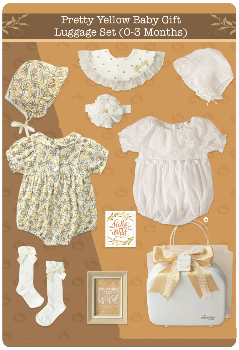 Pretty Yellow Girl Baby Gift Set Luggage 0-3 Months