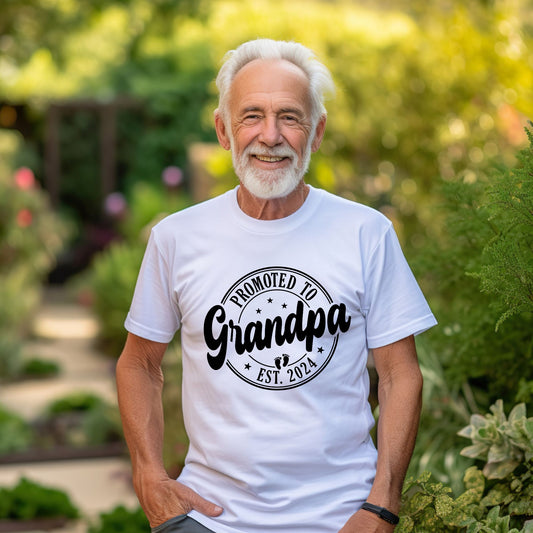 "Promoted to Grandpa Est 2024" T-Shirt - Father's Day Gift