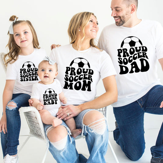 Proud Soccer Family Matching Tees & Baby Romper Set