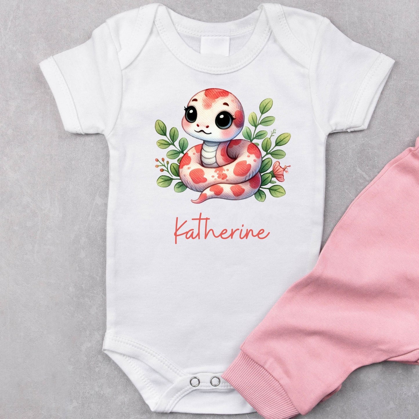 Rosy Reptile: Personalized Baby Romper