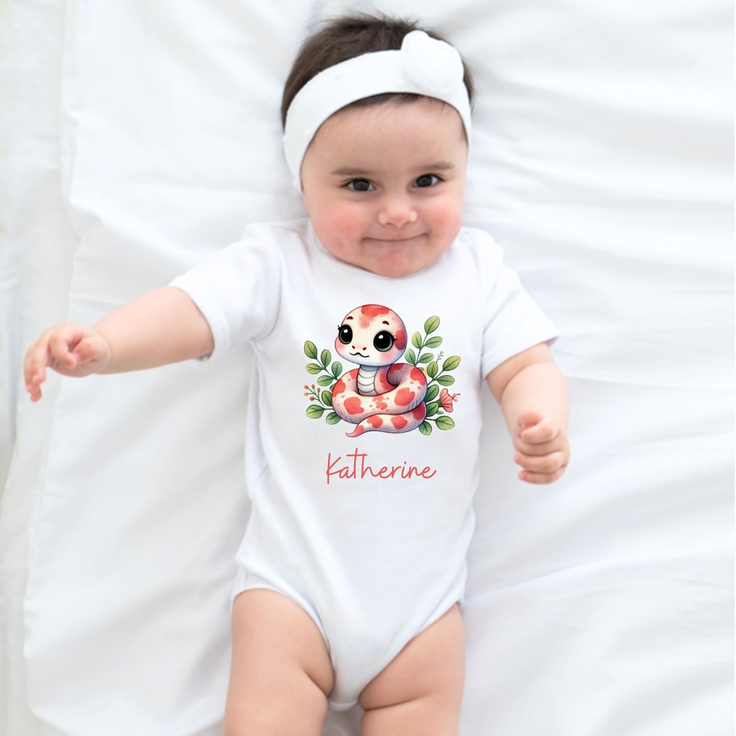 Rosy Reptile: Personalized Baby Romper