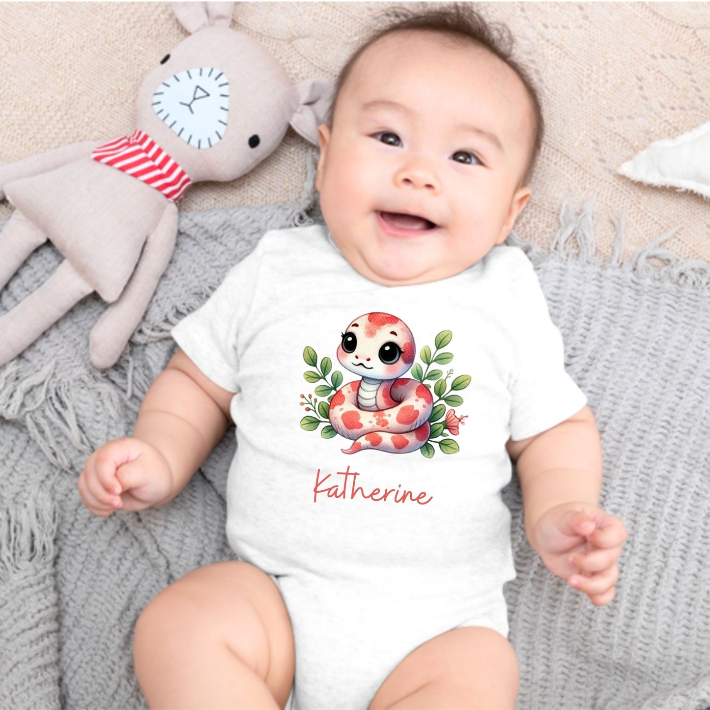 Rosy Reptile: Personalized Baby Romper