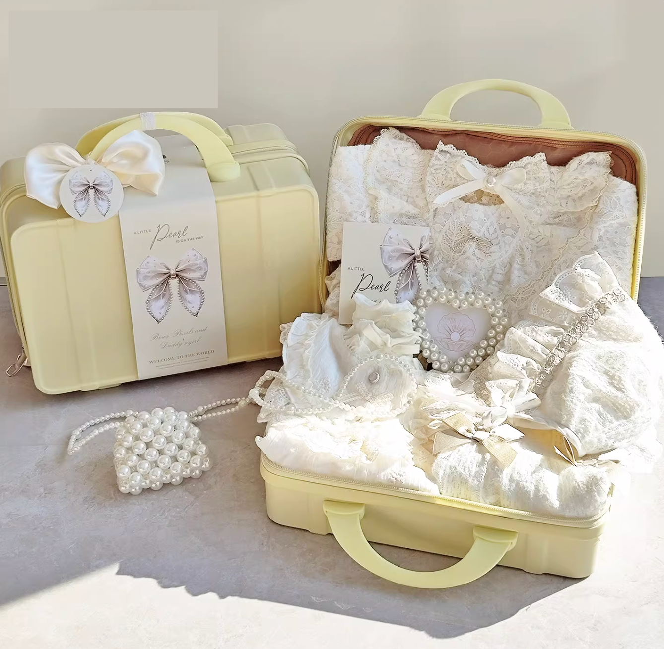 Golden Hues Baby Girl Gift Set Luggage - Best Baby Gift Singapore (3-6 Months)
