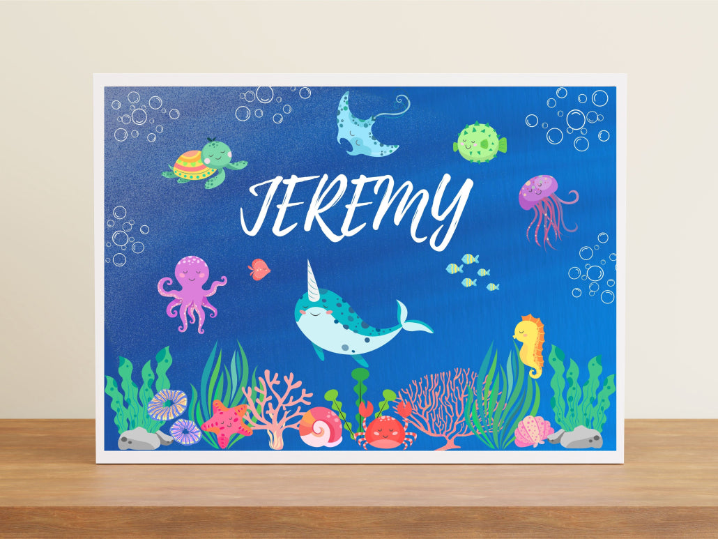 Sea Animals Nursery Wall Decor with Custom Name