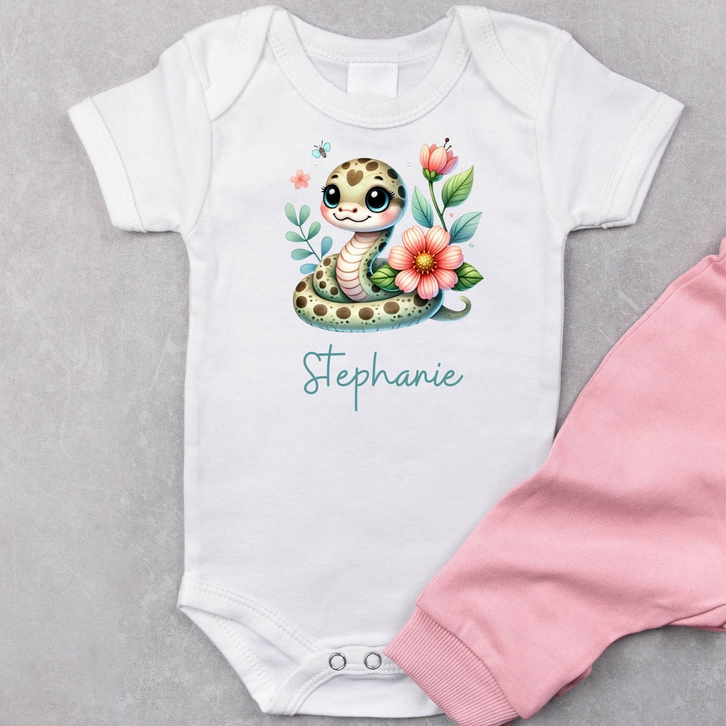 Serpent Snuggles: Personalized Baby Romper