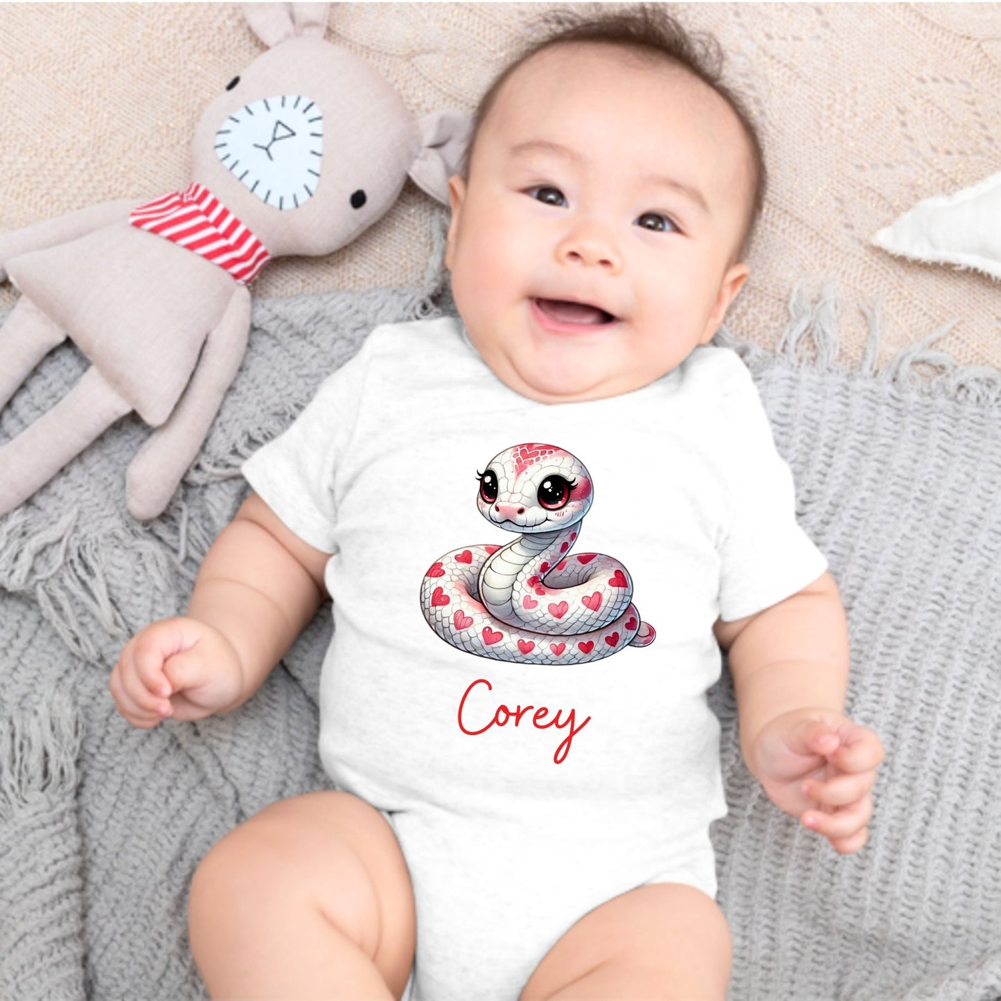 Slither into Cuteness: Customized Snake Baby Romper