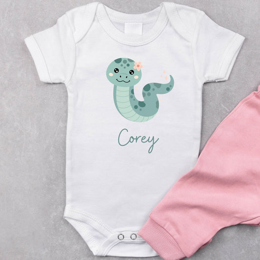 Slithering into Style: Personalized Snake Baby Romper