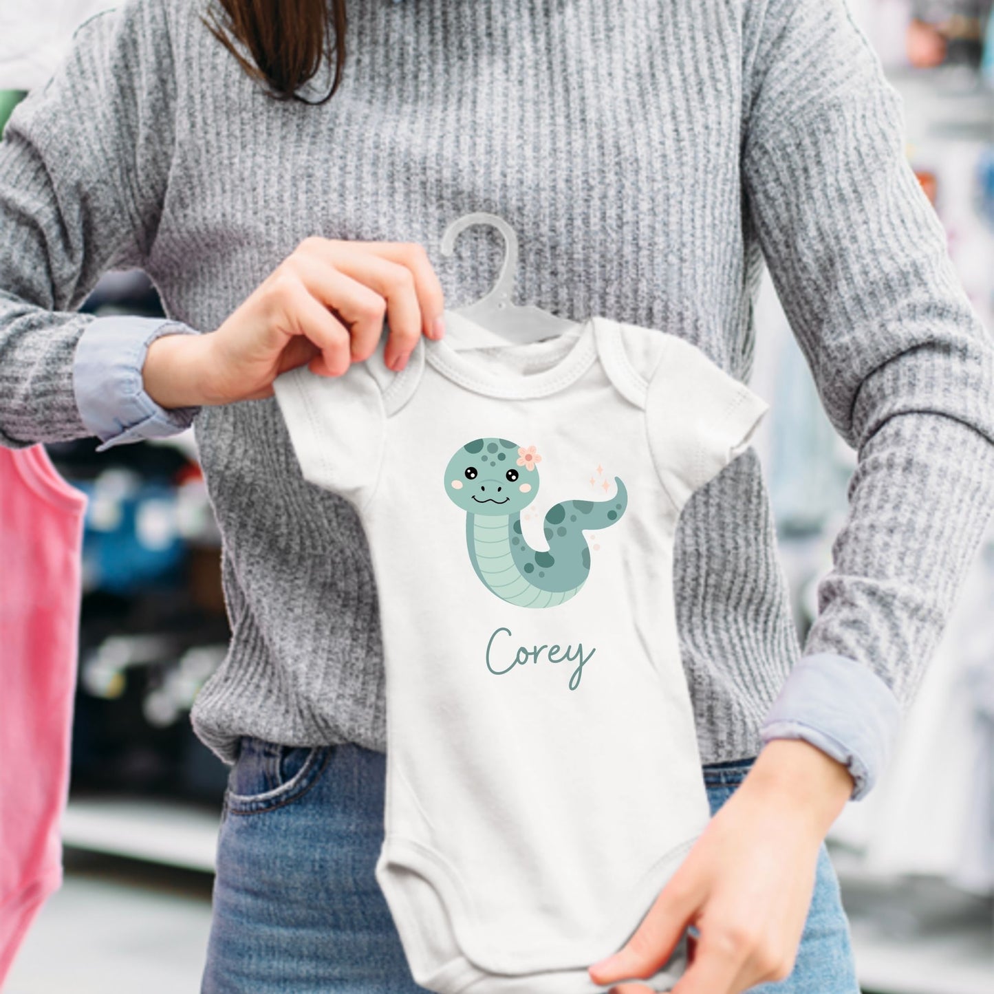 Slithering into Style: Personalized Snake Baby Romper