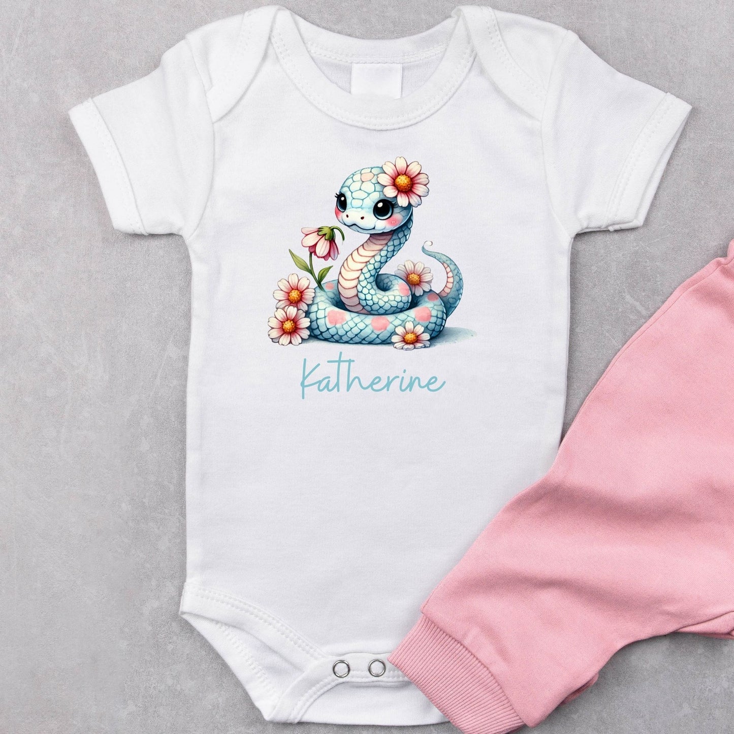 Snake and Petals: Personalized Baby Romper