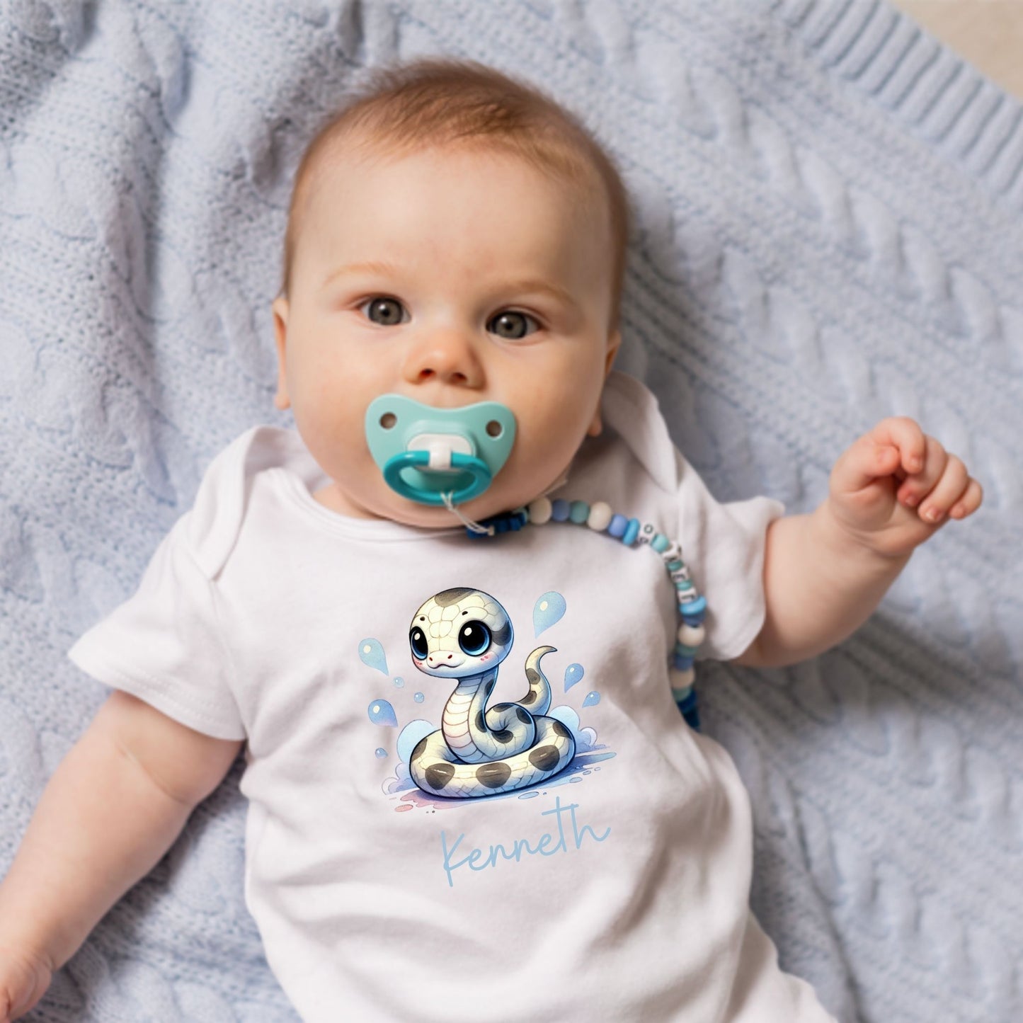 Snake in A Puddle: Personalized Snake Baby Romper