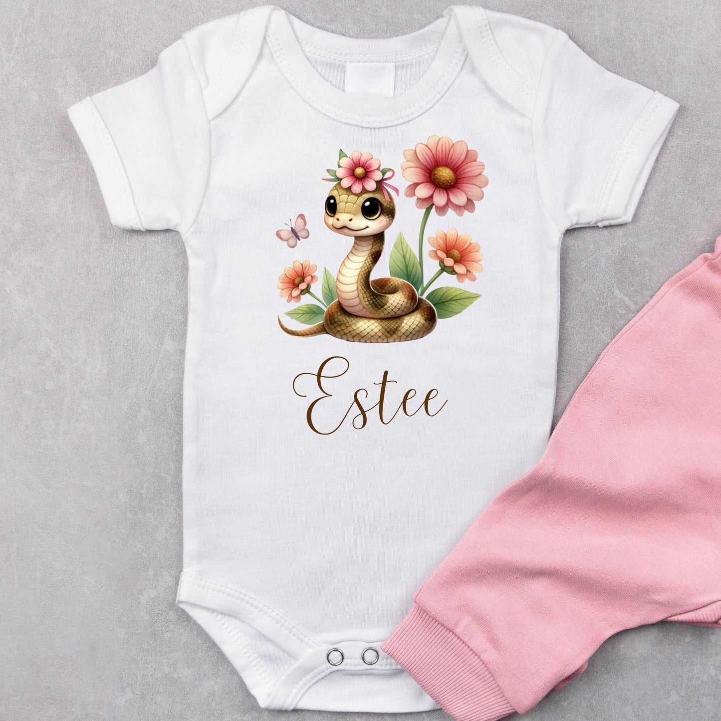 Springtime Serpent: Personalized Baby Romper