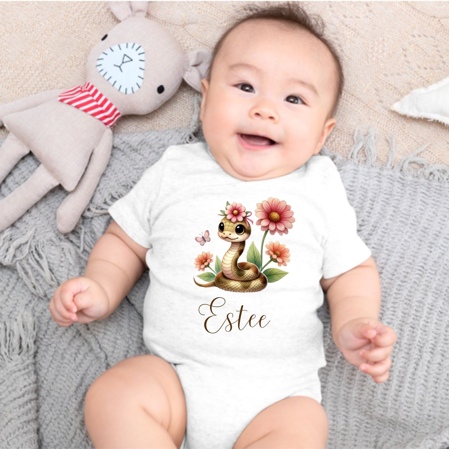 Springtime Serpent: Personalized Baby Romper