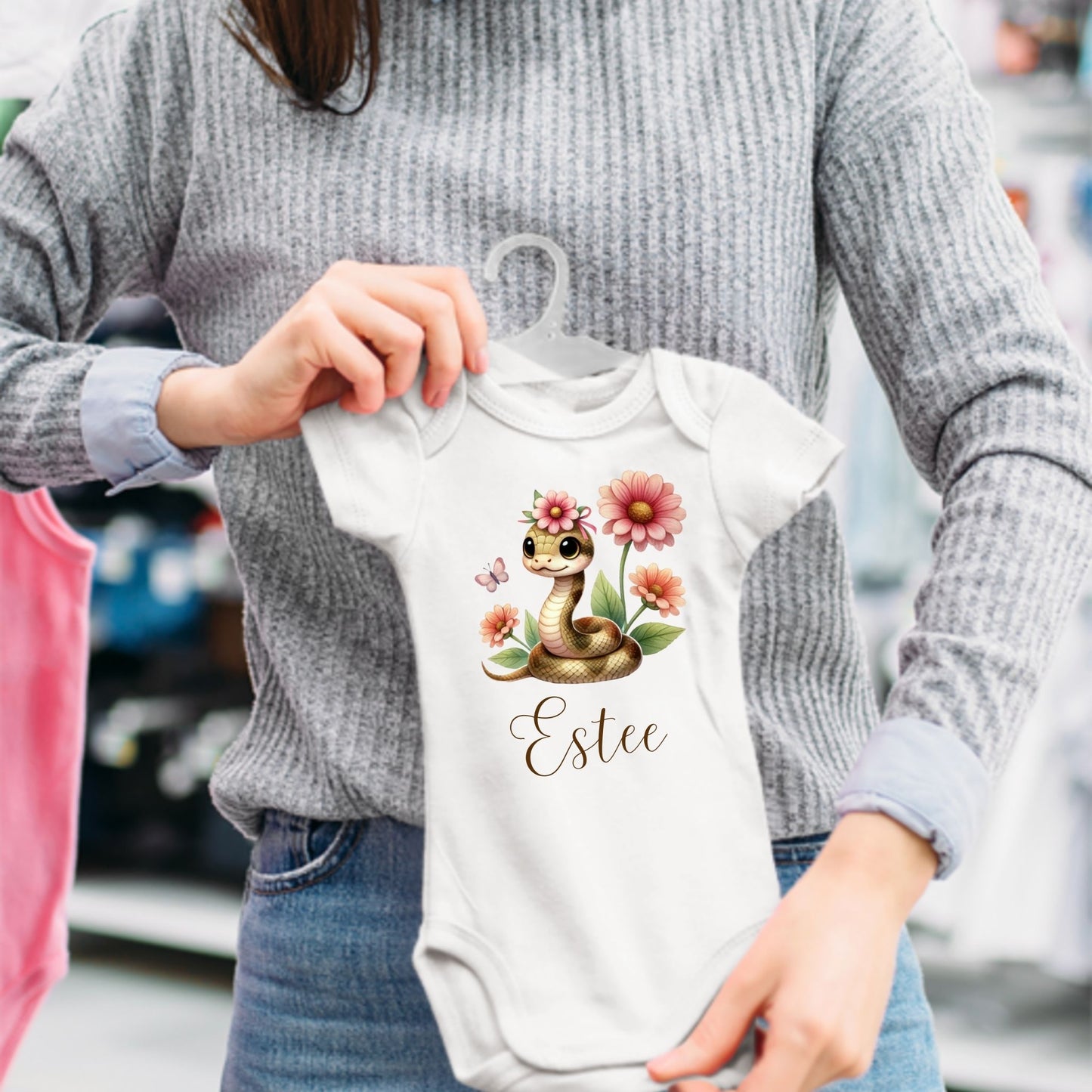 Springtime Serpent: Personalized Baby Romper