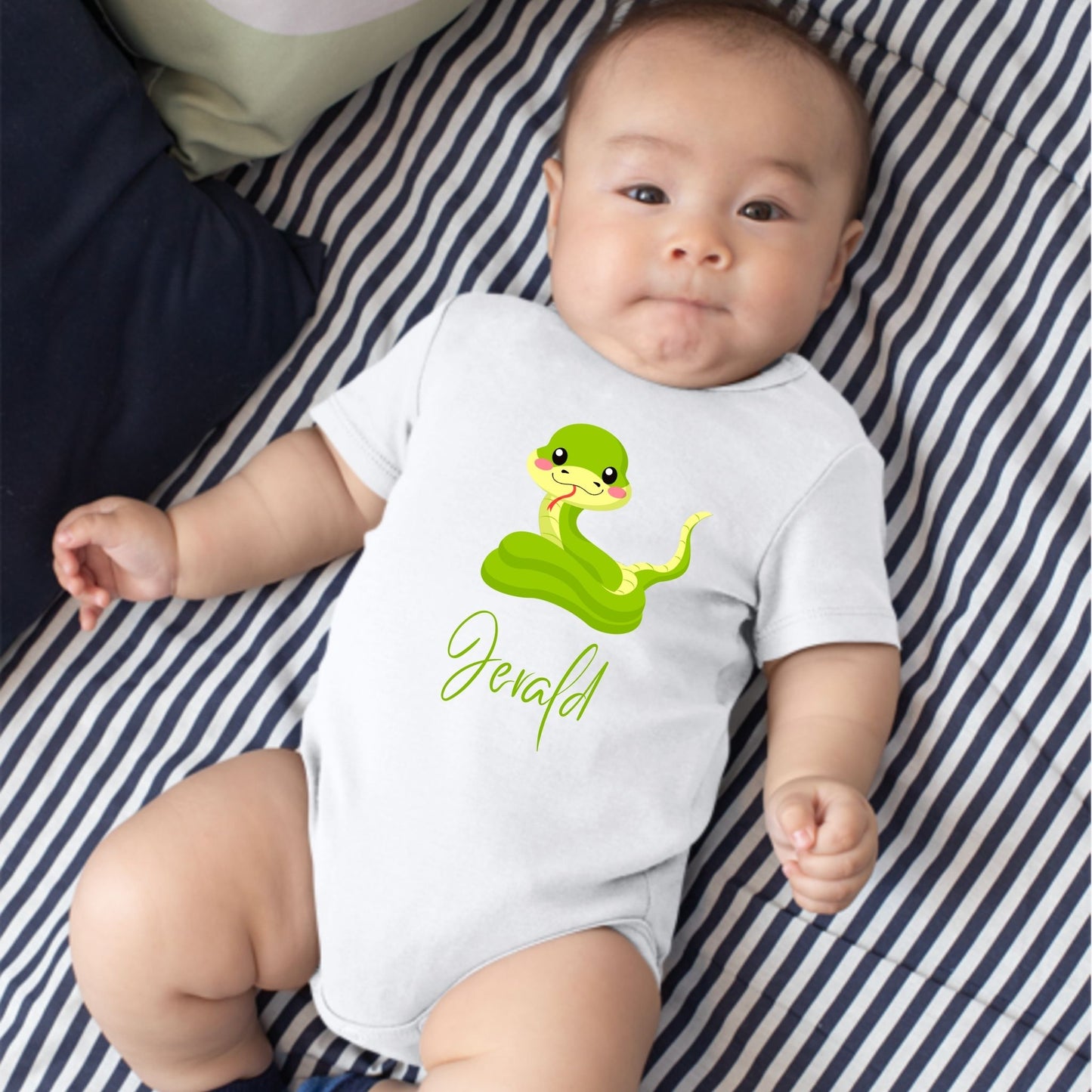 Sssmarty Snake: Personalized Snake Baby Romper