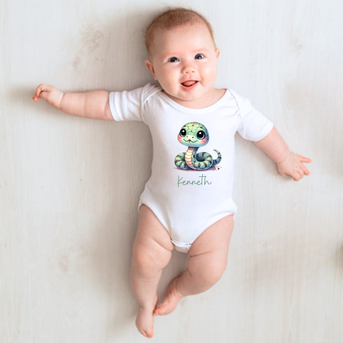 Ssspeedy Serpent: Personalized Snake Baby Romper