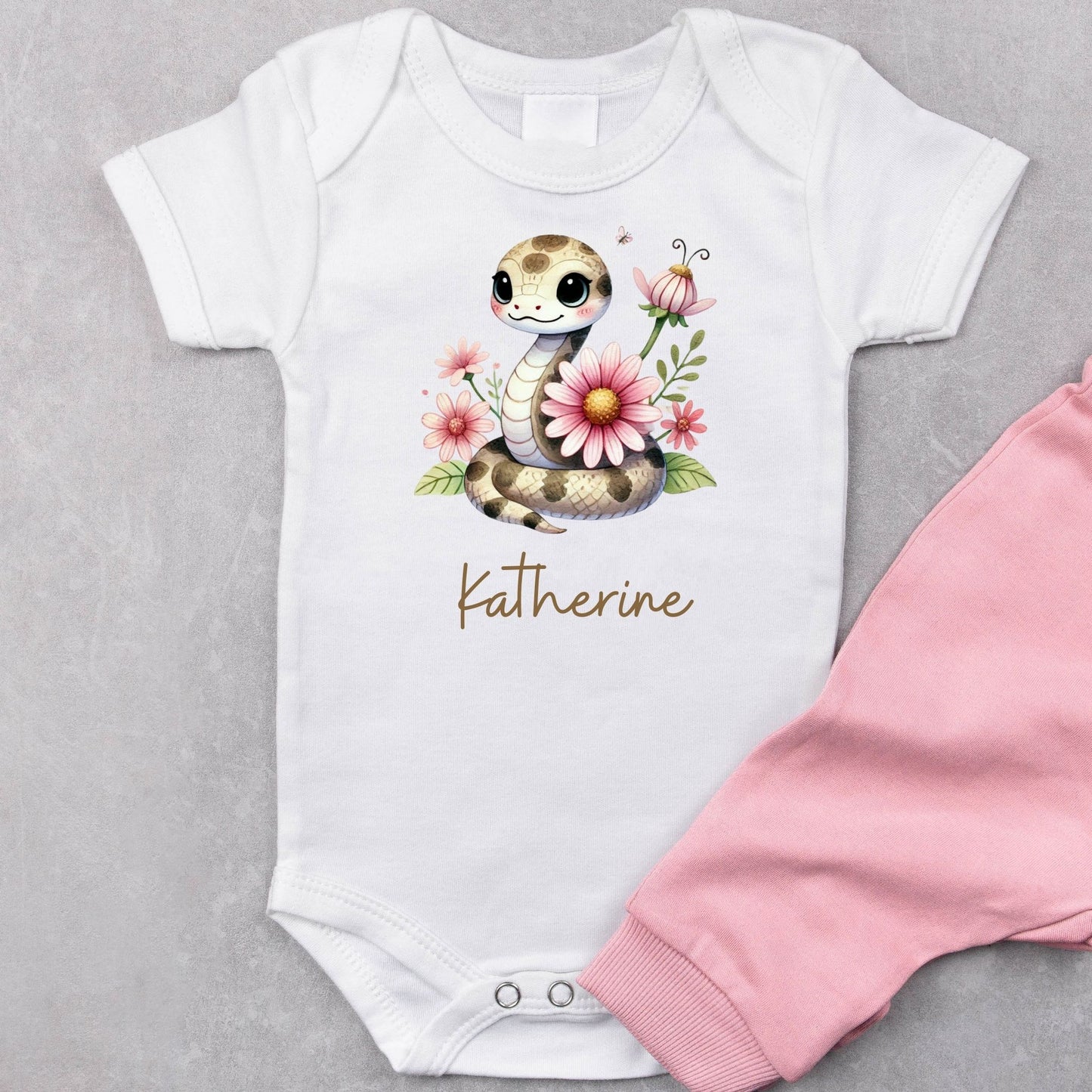 Sssweet Blooms Personalized Snake Baby Romper