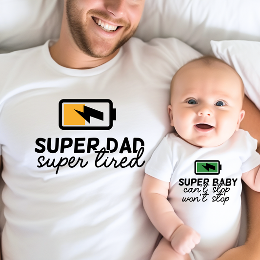 Super Dad & Super Baby - Daddy and Baby Matching Outfits